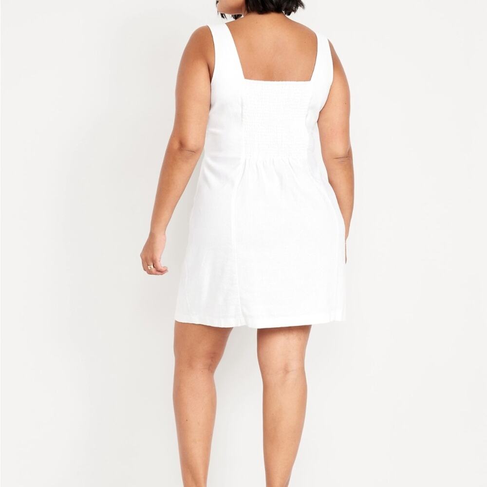 Old Navy White Lilies Square-Neck Linen-Blend Mini Dress - Picture 6 of 12